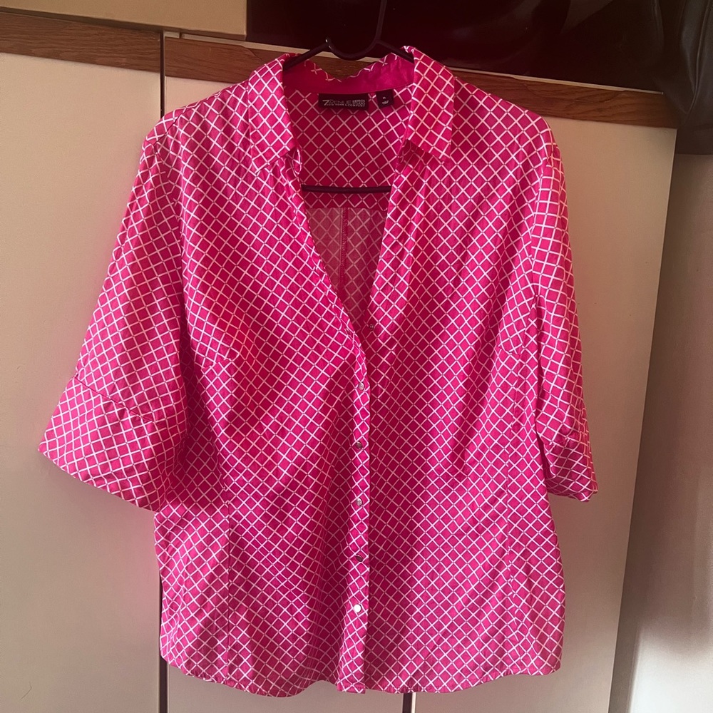 Button up flannel pink shirt women size Xl